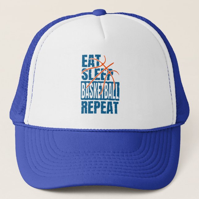 EAT SLEEP BASKETBALL REPEAT TRUCKER HAT (Front)