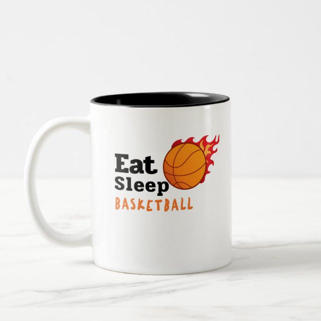 Eat Sleep Basketball Two-Tone Coffee Mug (Left)