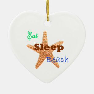 Eat Sleep Beach - Heart Ornament