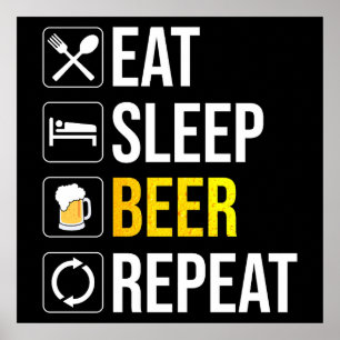 Eat Sleep Beer Repeat Poster