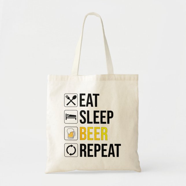 Eat Sleep Beer Repeat Tote Bag (Front)
