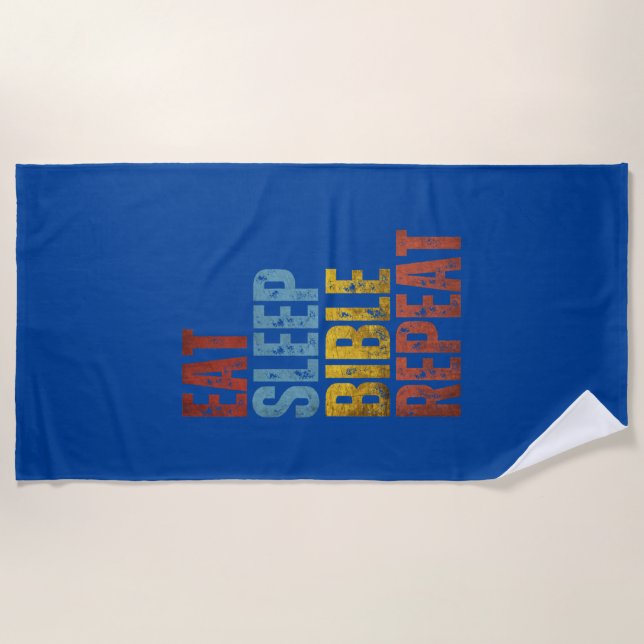 EAT SLEEP BIBLE REPEAT BEACH TOWEL (Front)