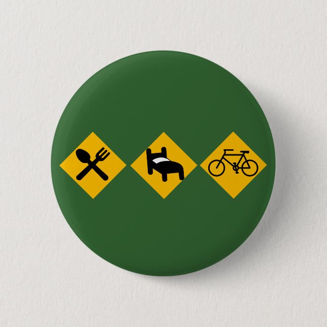 Eat Sleep Bicycle Road Signs 2 Inch Round Button (Front)