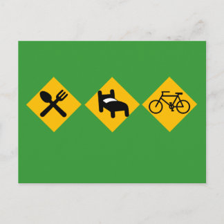Eat Sleep Bicycle Road Signs Postcard