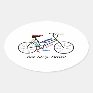 Eat, Sleep, BIKE! Fun Motivational Words for Biker Oval Sticker