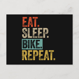 Eat sleep bike repeat retro vintage postcard