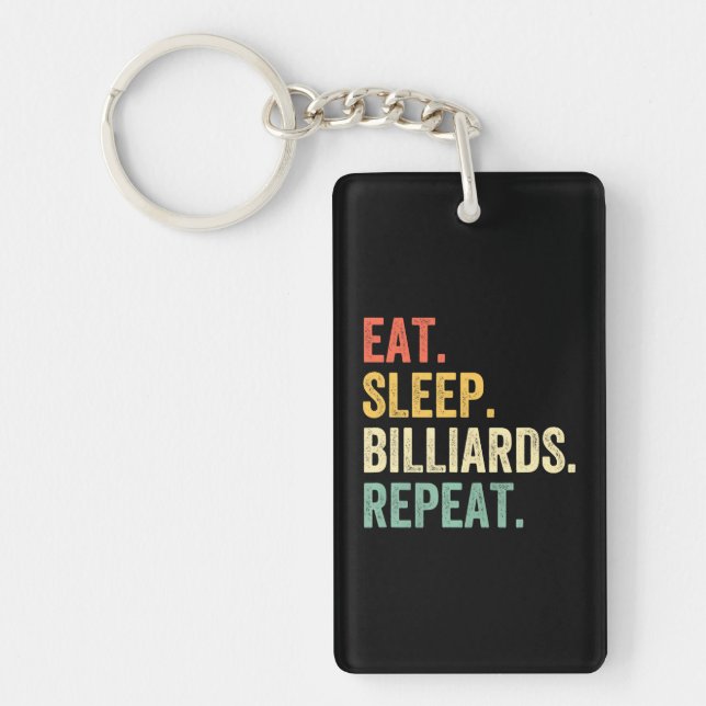 Eat Sleep Billiards Repeat Funny Pool Player Keychain (Front)