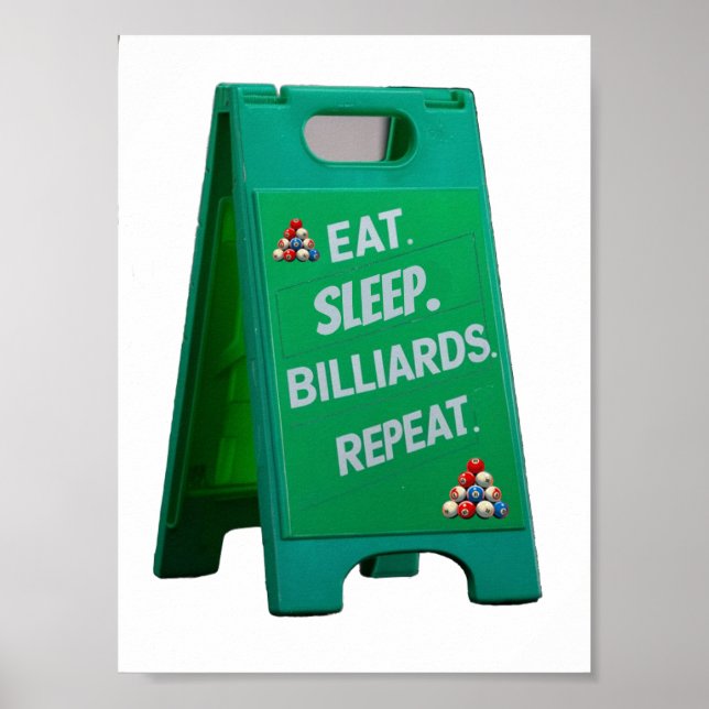 Eat sleep billiards repeat plastic sign (Front)