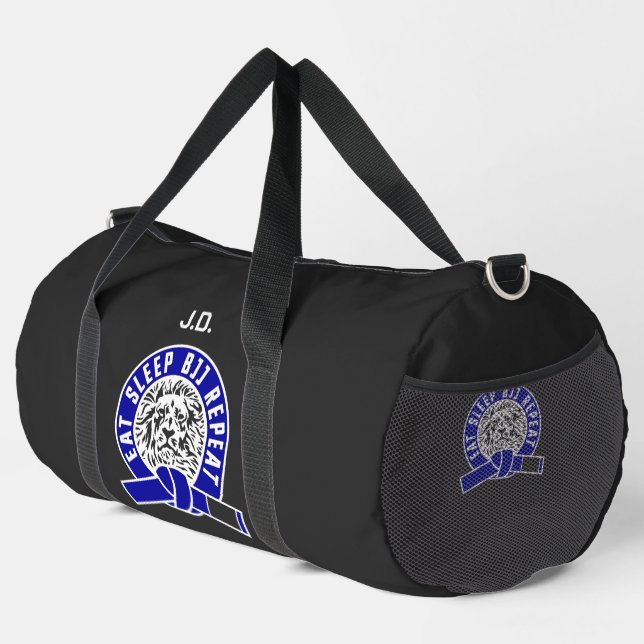 Eat Sleep BJJ Repeat - Blue Belt "Customizable" Duffle Bag (Right Corner)