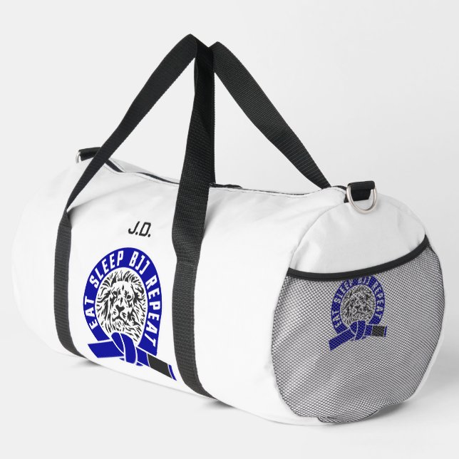 Eat Sleep BJJ Repeat - Blue Belt "Customizable" Duffle Bag (Right Corner)