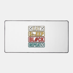 Eat Sleep Block Repeat Football Vintage Shirt Desi Desk Mat