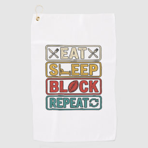 Eat Sleep Block Repeat Football Vintage Shirt Desi Golf Towel