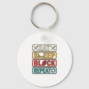 Eat Sleep Block Repeat Football Vintage Shirt Desi Keychain