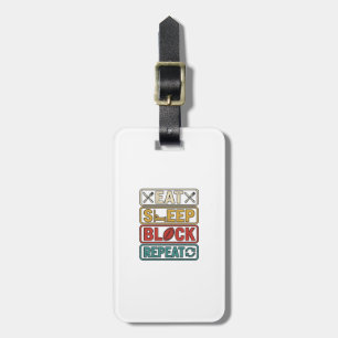 Eat Sleep Block Repeat Football Vintage Shirt Desi Luggage Tag