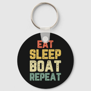 Eat Sleep Boat Repeat Fishing Boating Sailing Boat Keychain