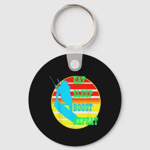 Eat Sleep Boost Repeat Kitesufer With Yellow Retro Keychain