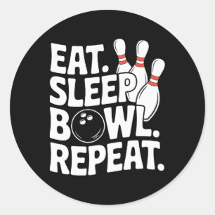 Eat Sleep Bowl Repeat 1 Classic Round Sticker