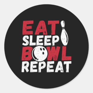 Eat Sleep Bowl Repeat Classic Round Sticker