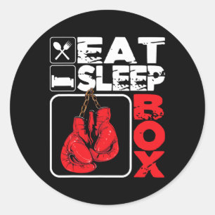 Eat Sleep Box - Boxing Lover Gym Boxer Kickboxing  Classic Round Sticker