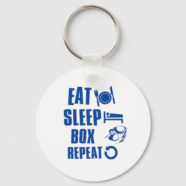 Eat sleep box keychain (Front)