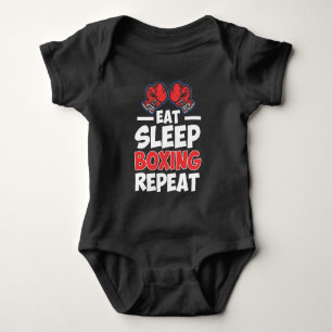 Eat Sleep Boxing Gloves Martial Arts Gift for Kids Baby Bodysuit
