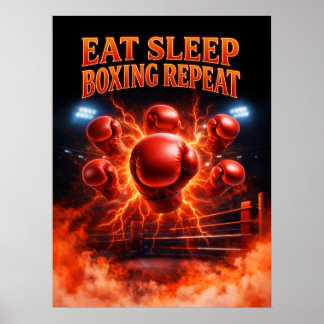 Eat Sleep Boxing Repeat Art Poster