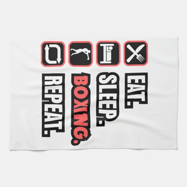 Eat Sleep Boxing Repeat Kitchen Towel (Horizontal)
