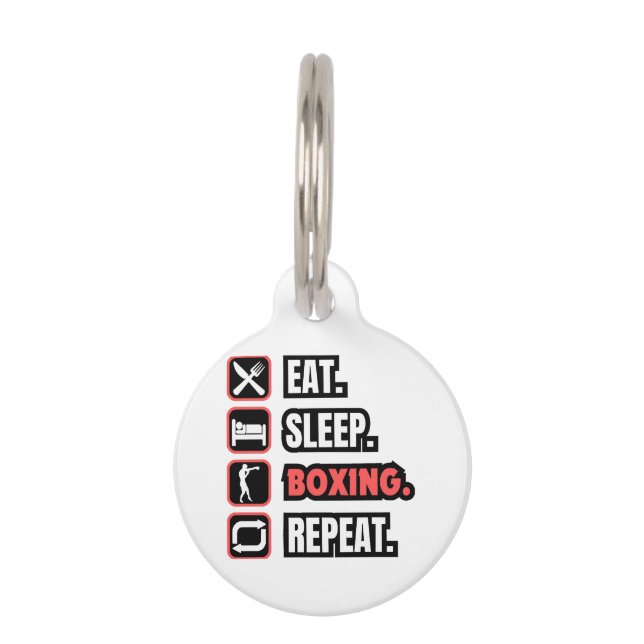 Eat Sleep Boxing Repeat Pet Tag (Front)