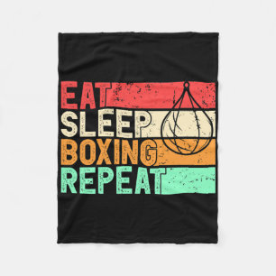 Eat Sleep Boxing Repeat Retro Mma Fighter Kickboxi Fleece Blanket