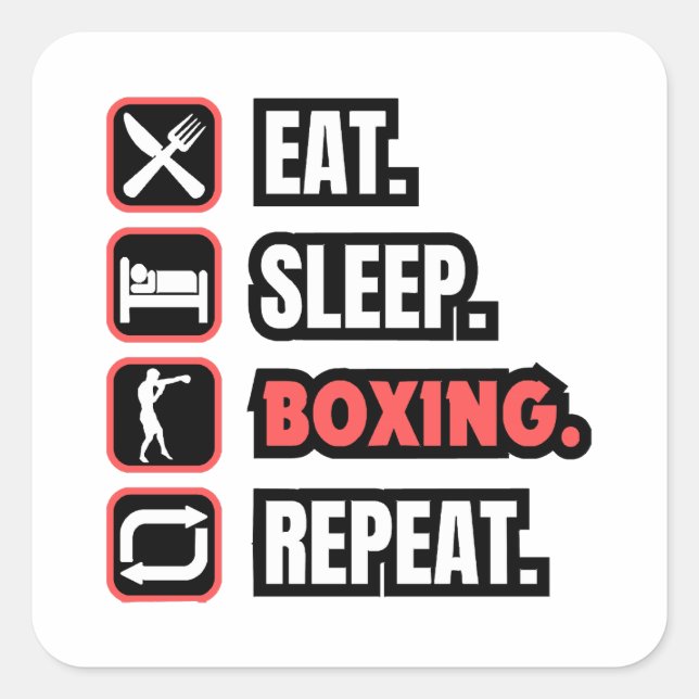 Eat Sleep Boxing Repeat Square Sticker (Front)