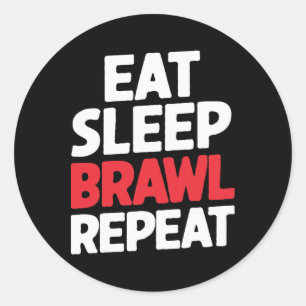 Eat Sleep Brawl Repeat Funny Stars Video Gamer Classic Round Sticker