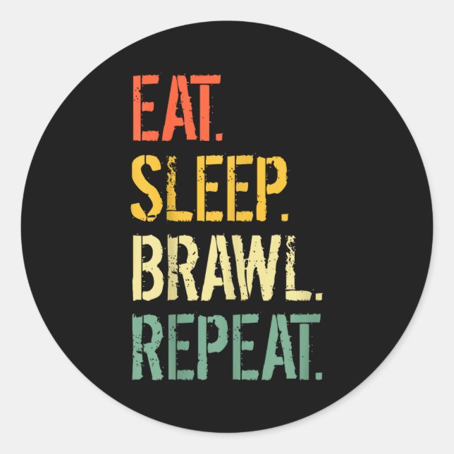 Eat Sleep Brawl Repeat Stars Funny Video Gamer Gam Classic Round Sticker (Front)