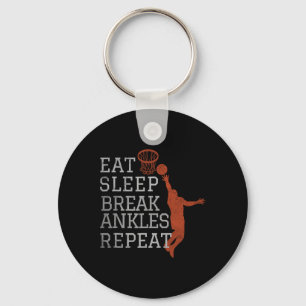 Eat Sleep Break Ankles Repeat Sketll Funny  Keychain