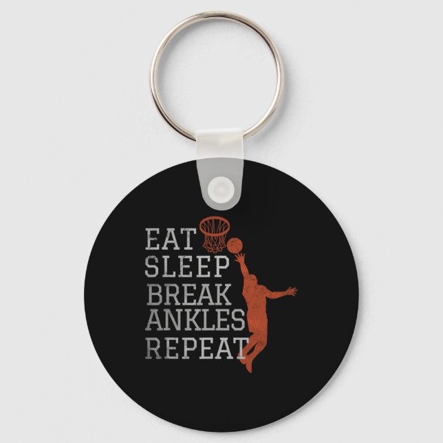 Eat Sleep Break Ankles Repeat Sketll Funny  Keychain (Front)