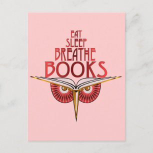 Eat Sleep Breathe Books Carte postale