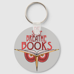 Eat Sleep Breathe Books Keychain