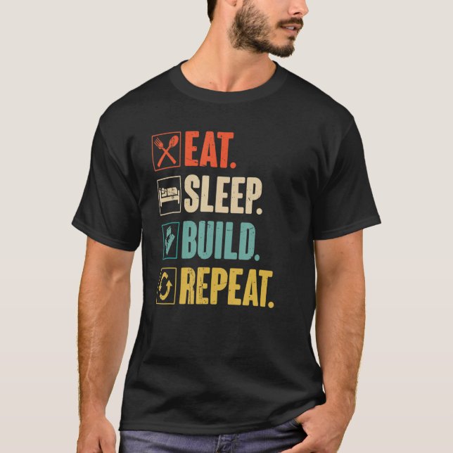Eat Sleep Build Repeat Master Builder Block T-Shirt (Front)