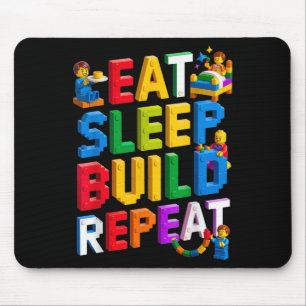 Eat Sleep Build Repeat Master Builder Building Bri Mouse Pad