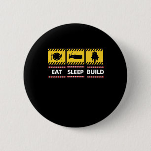 Eat Sleep Build Toy Brick 2 Inch Round Button