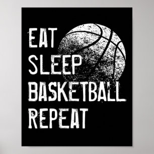 Eat Sleep Bysketbyll Repeat For Men Women Girls Bo Poster