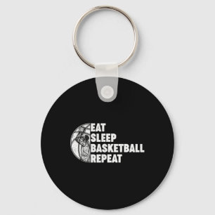 Eat Sleep Bysketbyll Repeat Teens Girls Boys Kids Keychain