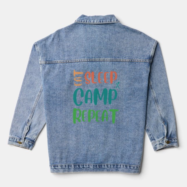Eat Sleep Camp Repeat – The Ultimate Camping Life Denim Jacket (Back)