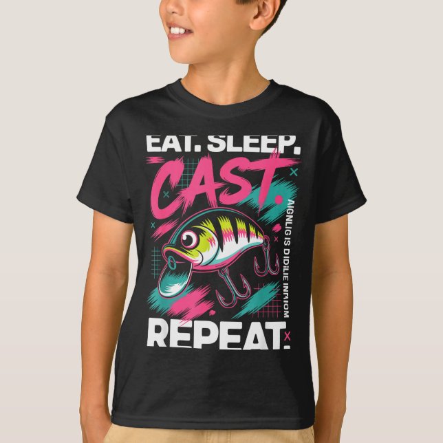 Eat Sleep Cast Repeat Fishing Lover Men Dad Christ T-Shirt (Front)