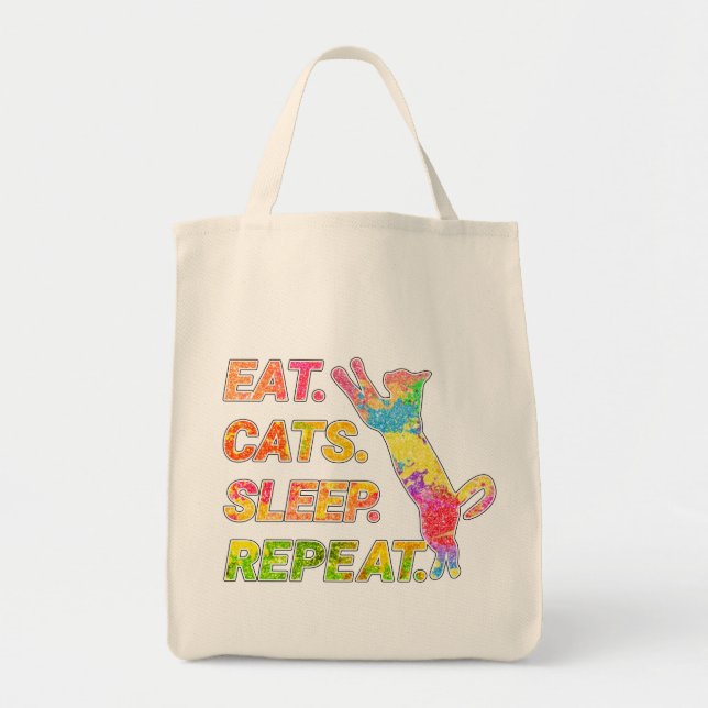 Eat, Sleep, Cats, Repeat Tote Bag (Front)