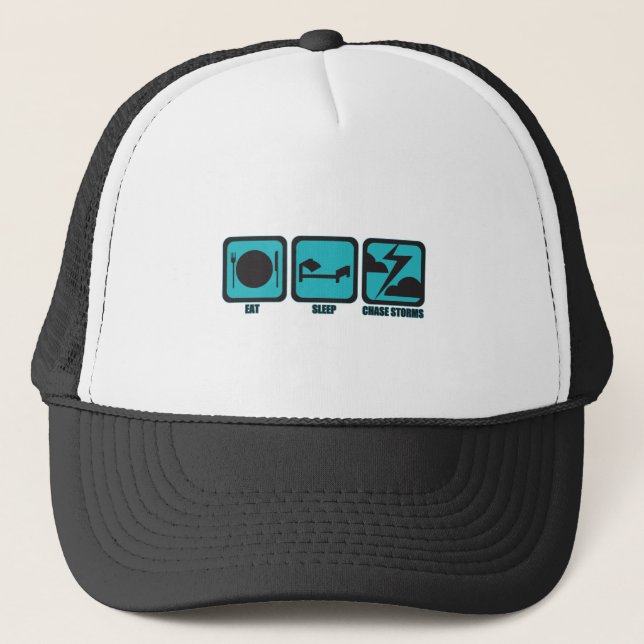 Eat Sleep Chase Storms Trucker Hat (Front)
