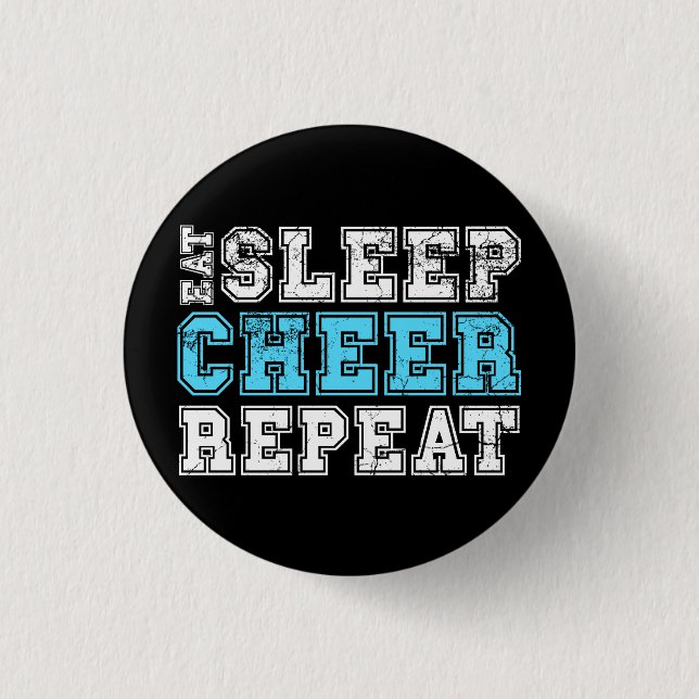 Eat Sleep Cheer Repeat Cheerleader Button (Front)