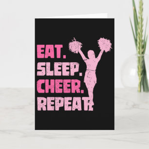 Eat Sleep Cheer Repeat Cheerleader Funny Cheerlead Card