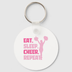 Eat Sleep Cheer Repeat Cheerleader Funny Cheerlead Keychain