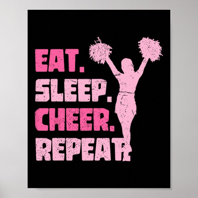 Eat Sleep Cheer Repeat Cheerleader Funny Cheerlead Poster (Front)