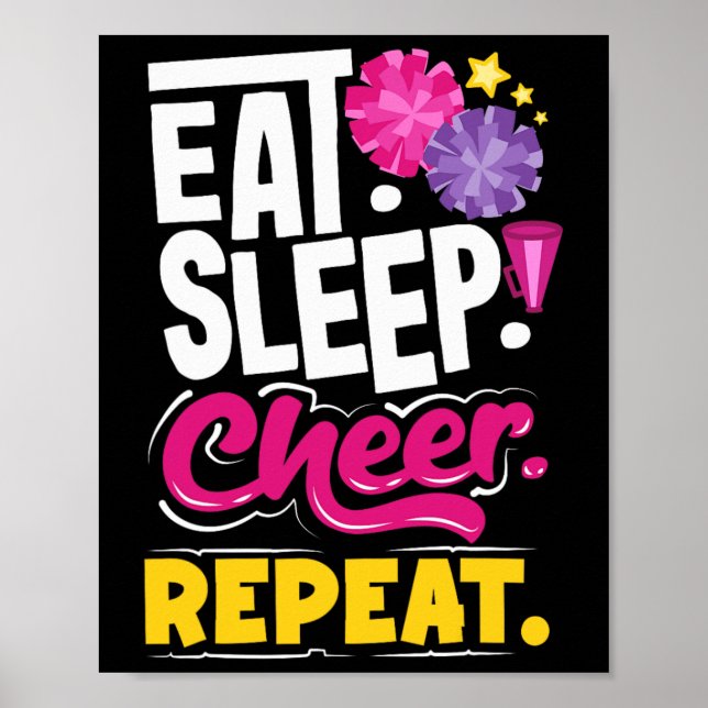 Eat Sleep Cheer Repeat Cheerleading Cheerleader  Poster (Front)